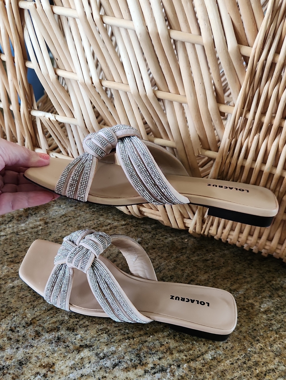Lola Cruz Knot Embellished Crystal Rhinestones Slides Sandal Size EU 36 US 6 - Picture 4 of 14